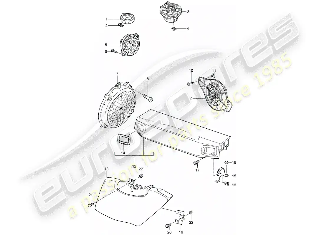 porsche 2007 (997-1) loudspeaker parts diagram