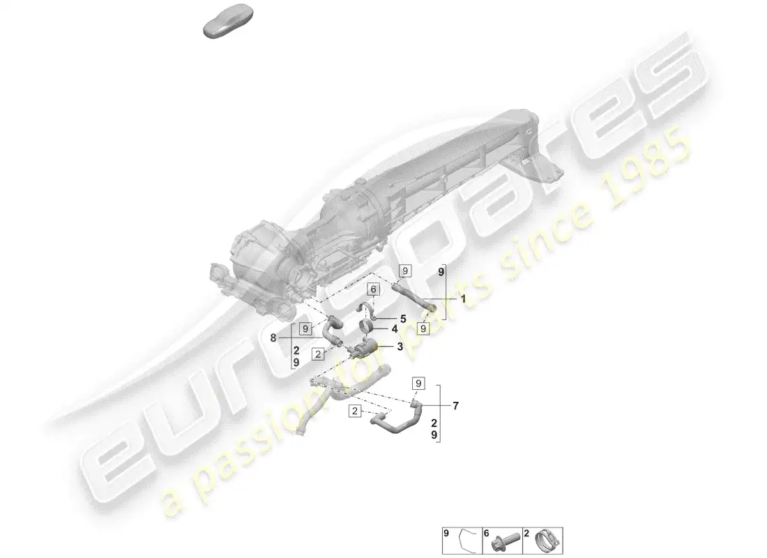 porsche 2020 (992-1) front axle differential parts diagram