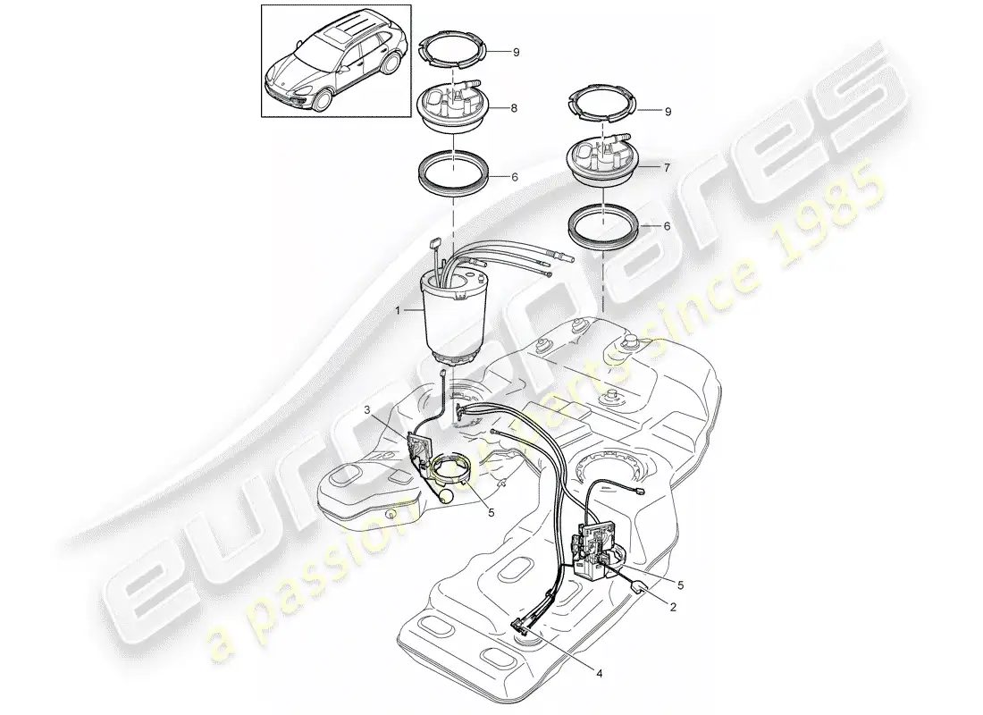 porsche 2014 (cayenne e2 92a) fuel tank part diagram