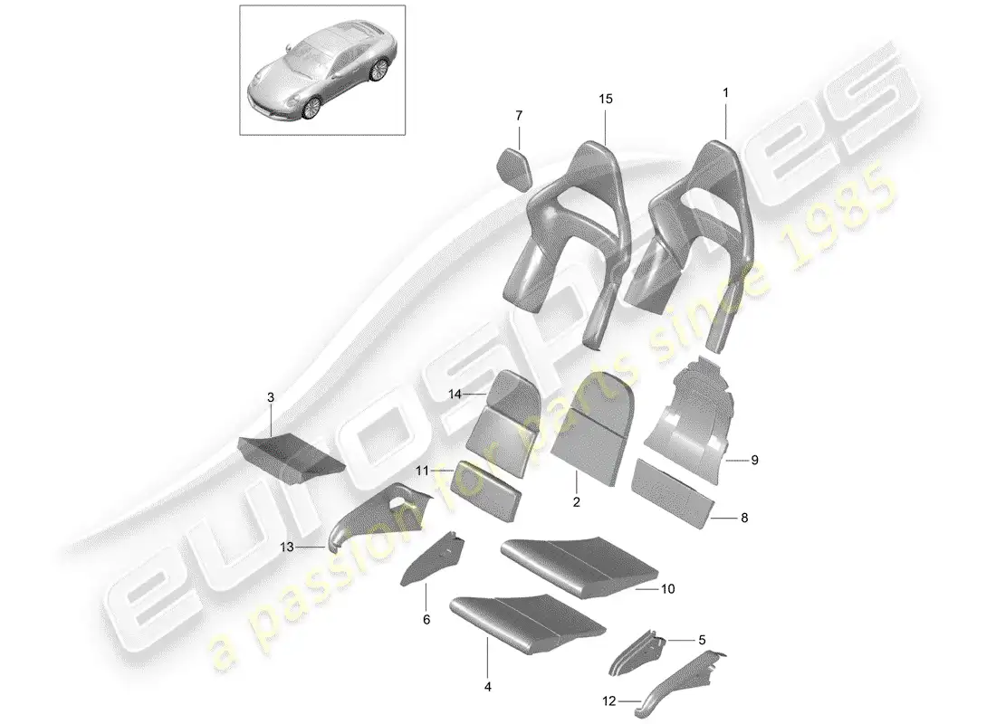 porsche 2017 (991-2) foam part parts diagram