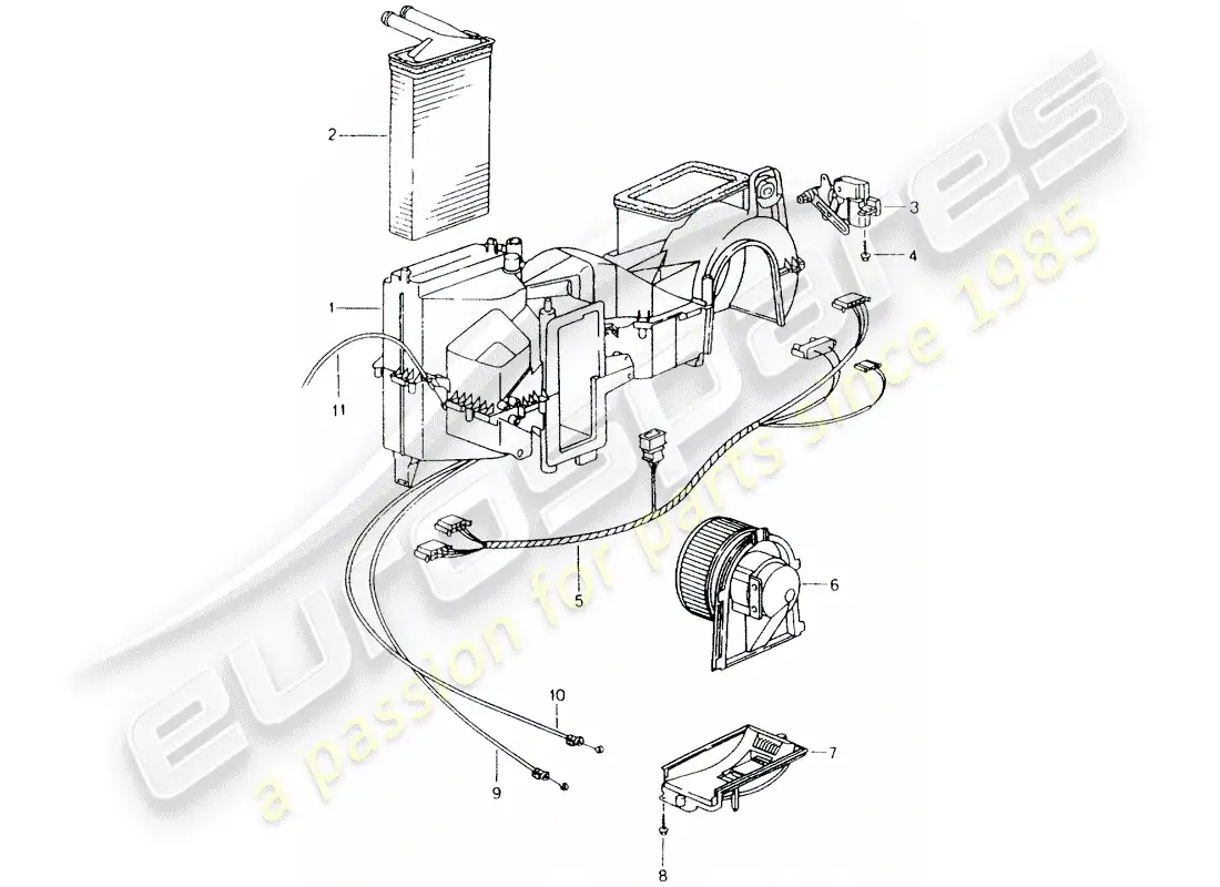 porsche 2004 (986 boxster) heater - single parts parts diagram