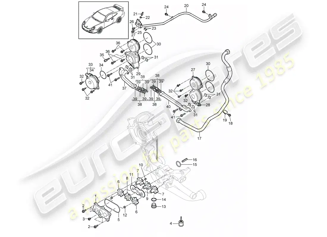 porsche 2007 (997-1 gt3) oil supply part diagram