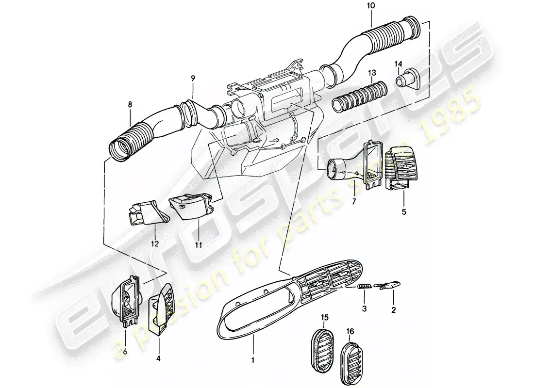 porsche 1986 (944) air duct parts diagram