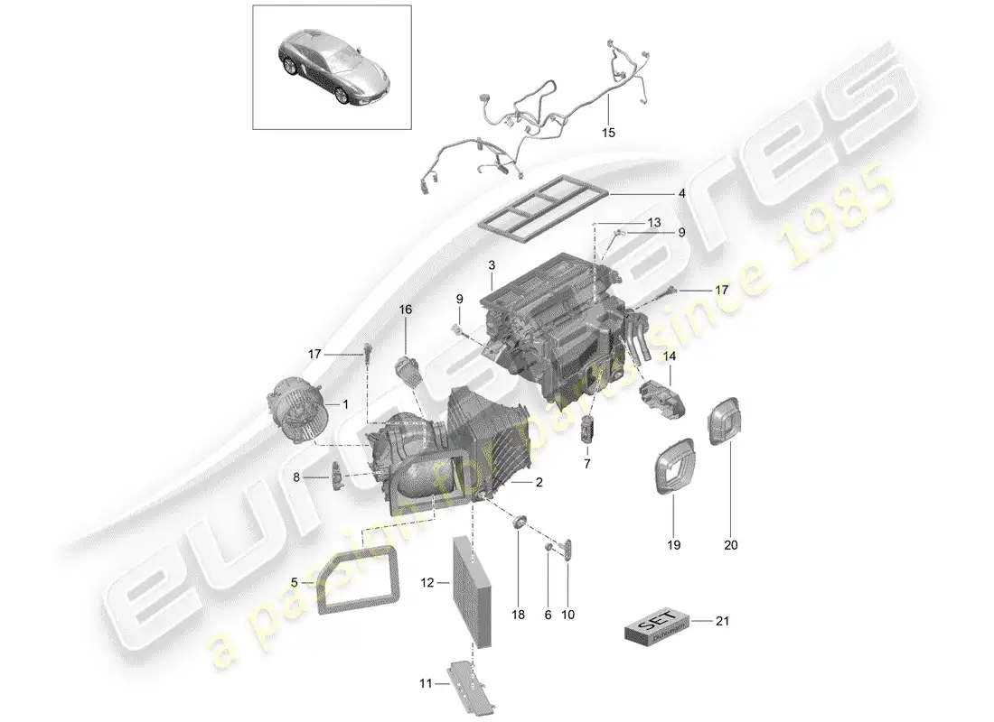 porsche 2015 (981 cayman) air conditioner parts diagram