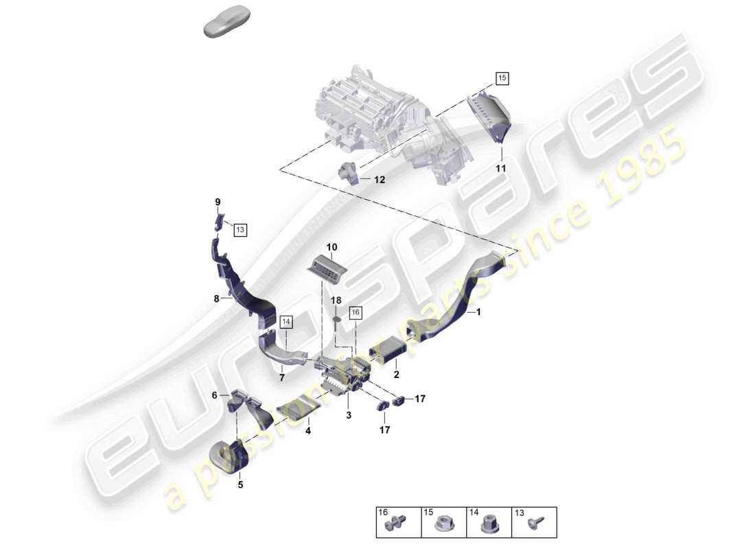 porsche 2026 (panamera 976) air guide 2-zone air-conditioning system passenger comp. ventilation part diagram
