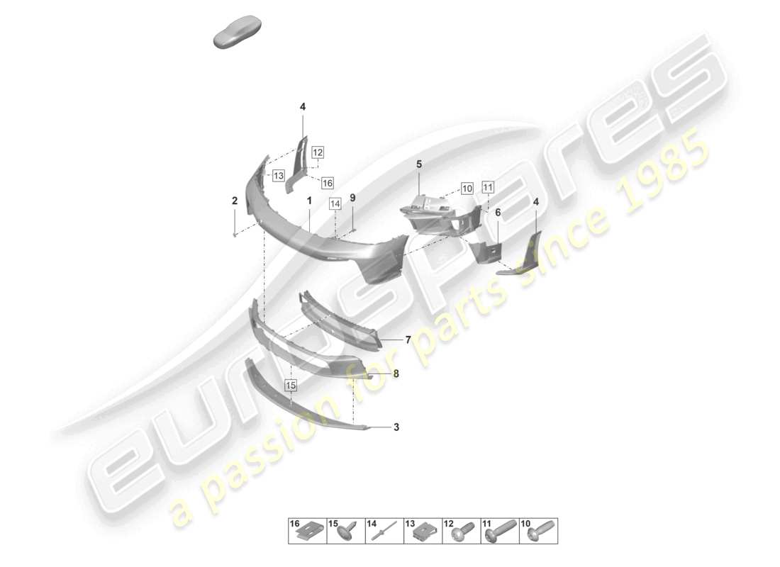 porsche 2021 (992-1 gt3/rs/st) bumper front gt3 rs part diagram