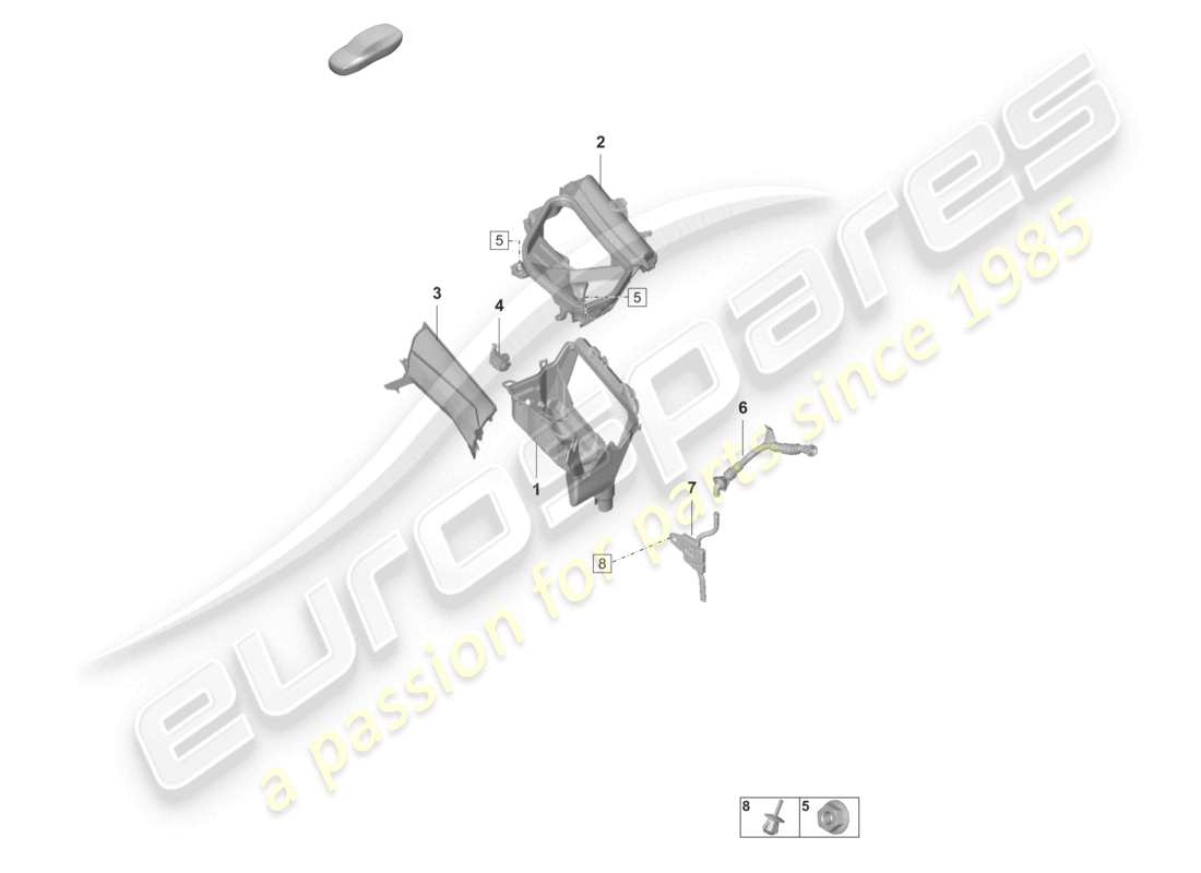 porsche 2023 (taycan 9j1-1) air con./heating/aux. heater fresh air intake water box part diagram