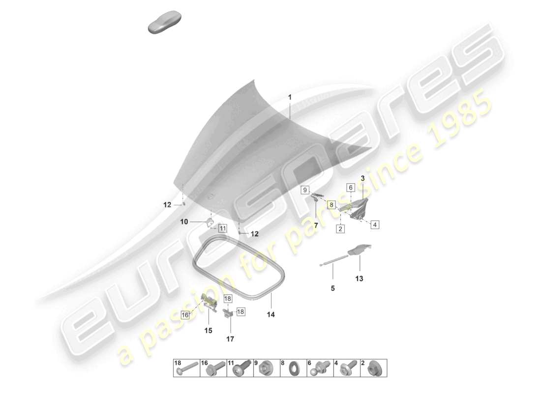 porsche 2023 (taycan 9j1-1) cover front part diagram