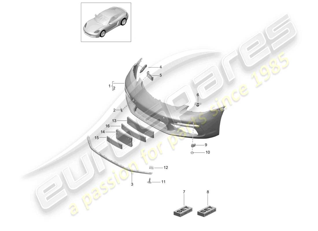 porsche 2025 (718 cayman) bumper front part diagram