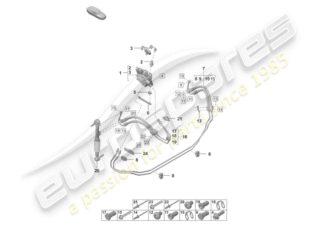 porsche 2025 (992-2 turbo / s) hydraulic line valve block pdcc part diagram