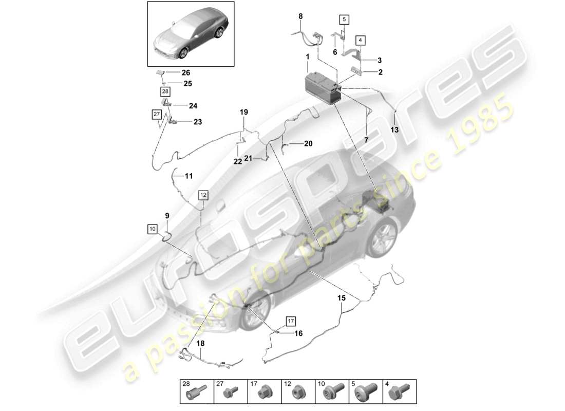 porsche 2021 (panamera 971-1) battery 12v potential distributor parts diagram