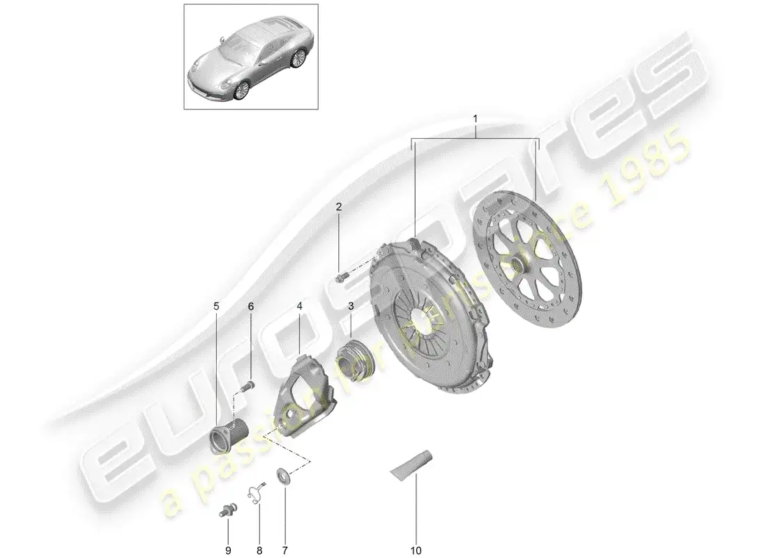 porsche 2019 (991-2) clutch parts diagram