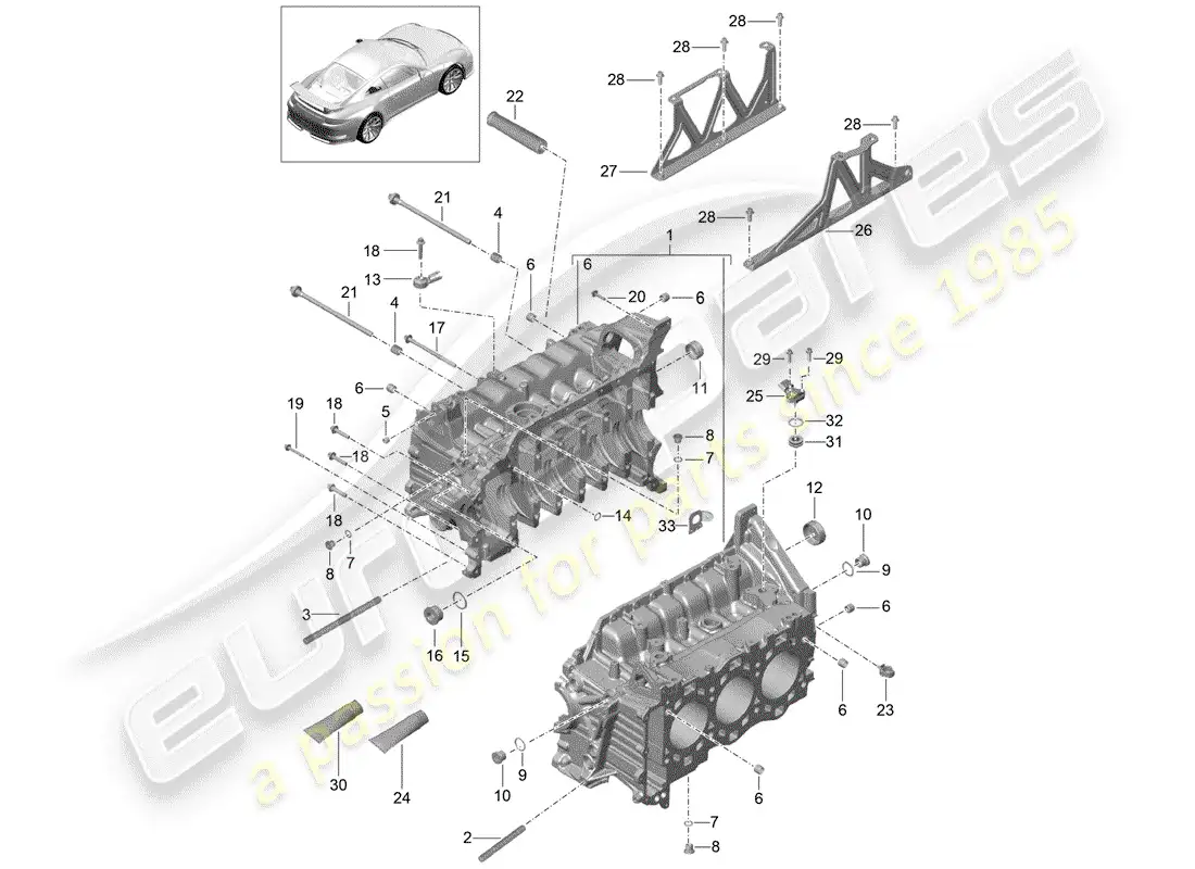 porsche 2016 (991-1 r/gt3/rs) crankcase parts diagram