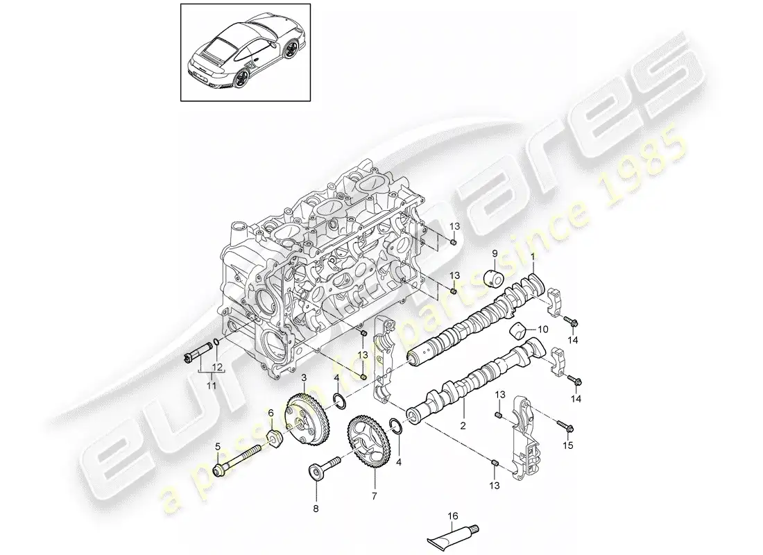 porsche 2012 (997-2 turbo / gt2 rs) camshaft parts diagram