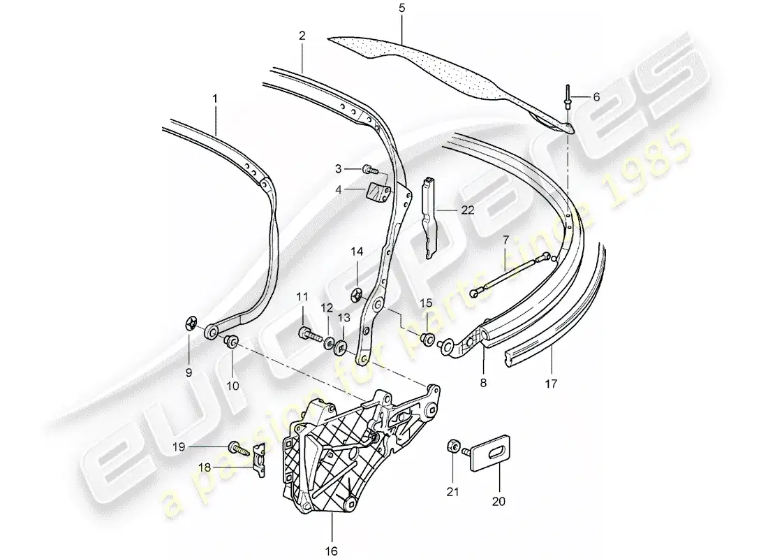 porsche 2007 (997-1) top frame parts diagram