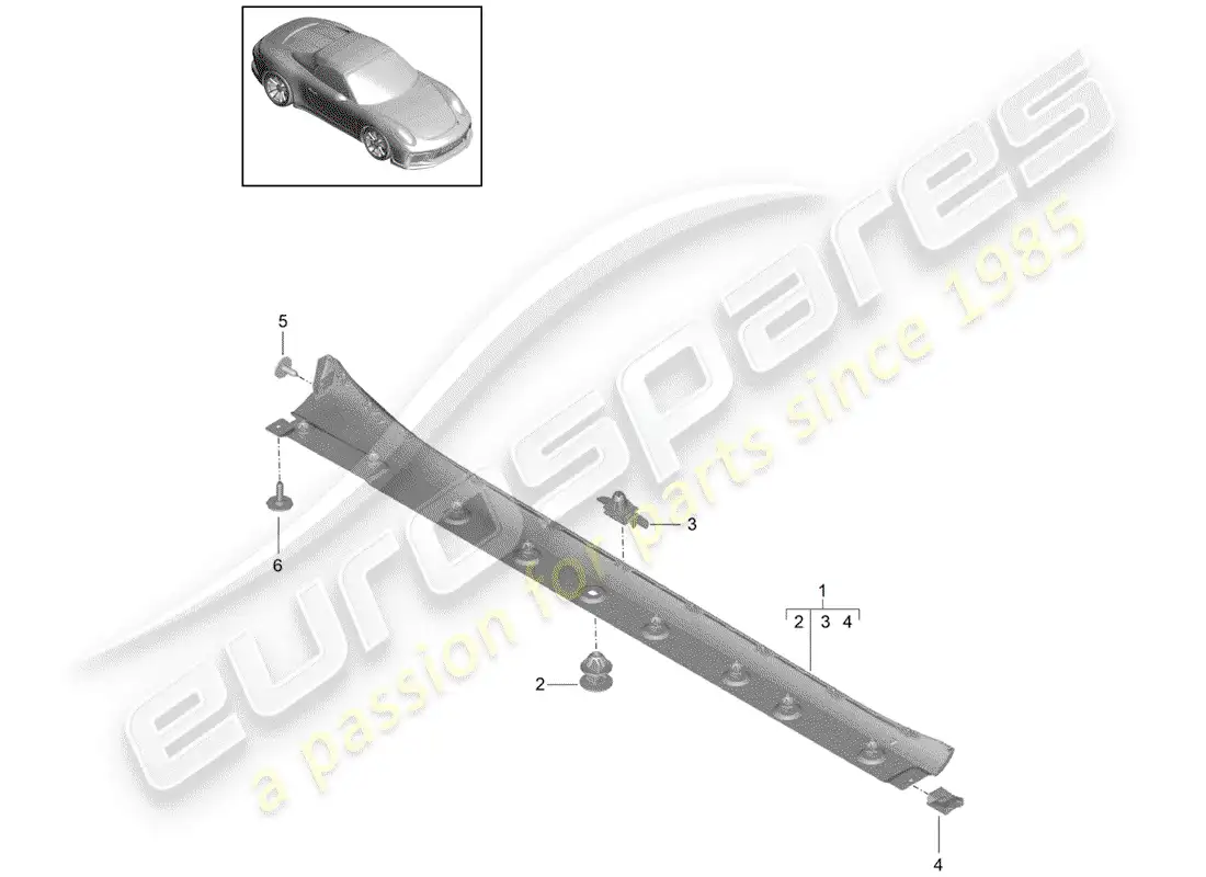 porsche 2016 (991-1 r/gt3/rs) side member trim parts diagram