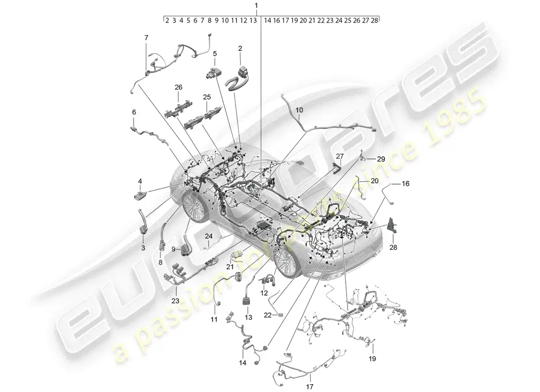 porsche 2016 (991-1 turbo) wiring harnesses parts diagram