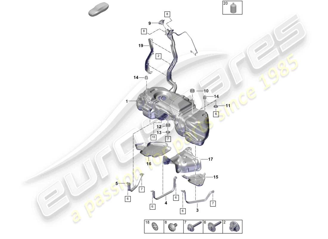 porsche 2024 (cayenne e3 pa) fuel tank with attachments part diagram
