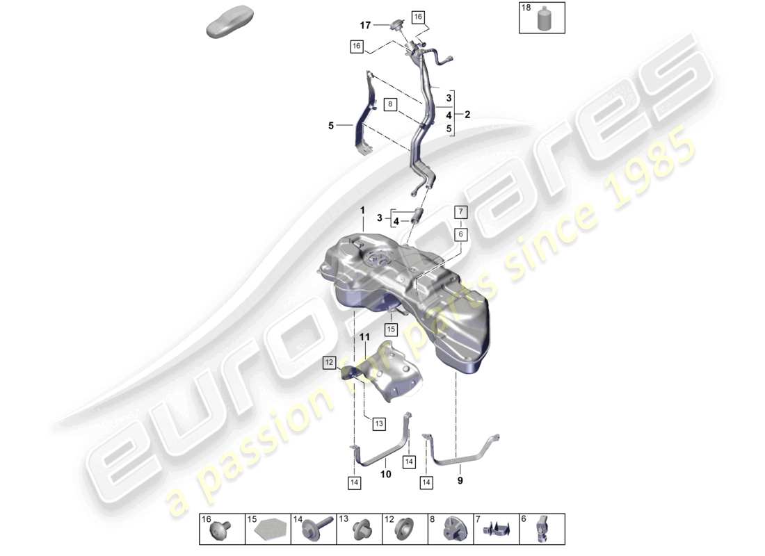 porsche 2024 (cayenne e3 pa) fuel tank with attachments d - mj 2025>> part diagram