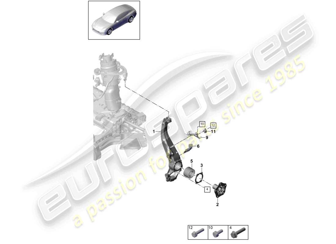 porsche 2021 (panamera 971-1) wheel carrier swivel mounting wheel hub part diagram