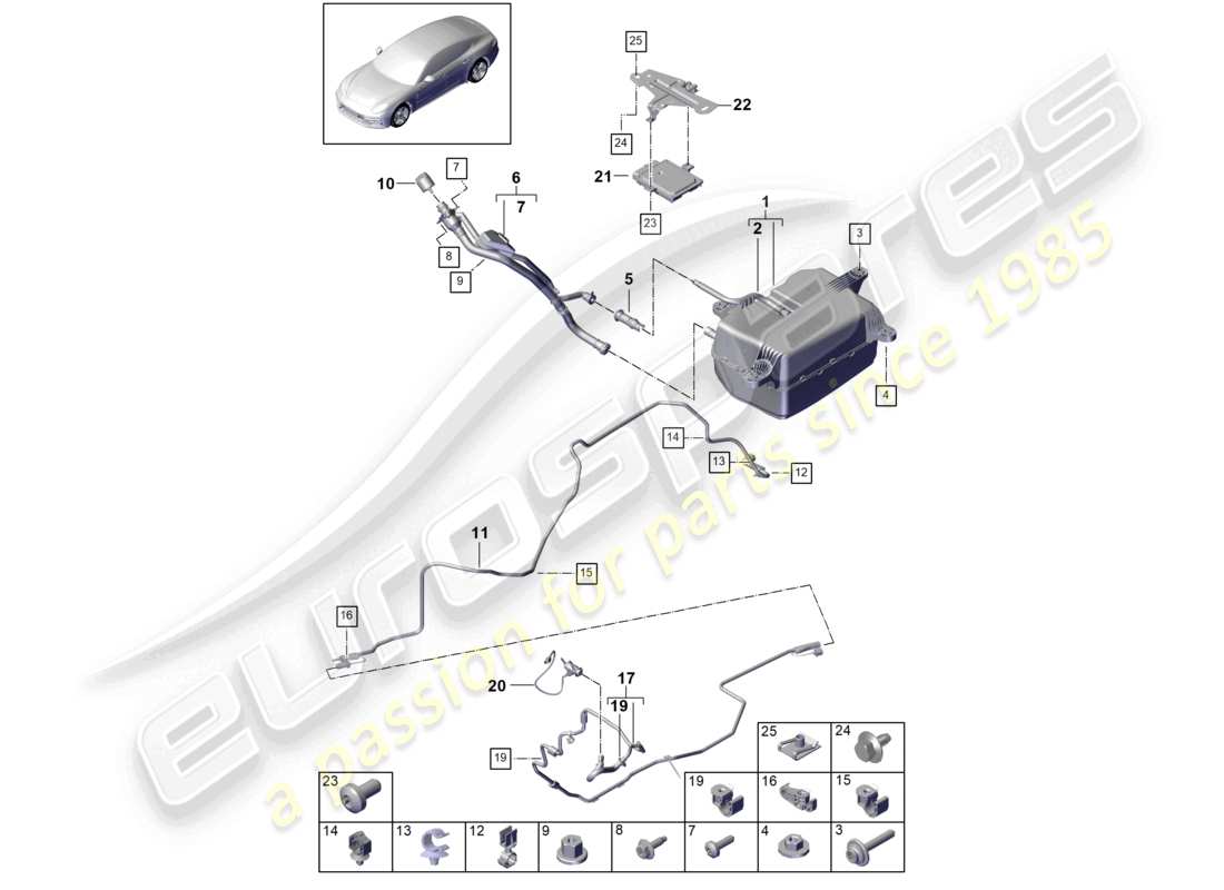 porsche 2021 (panamera 971-1) exhaust gas treatment system parts diagram