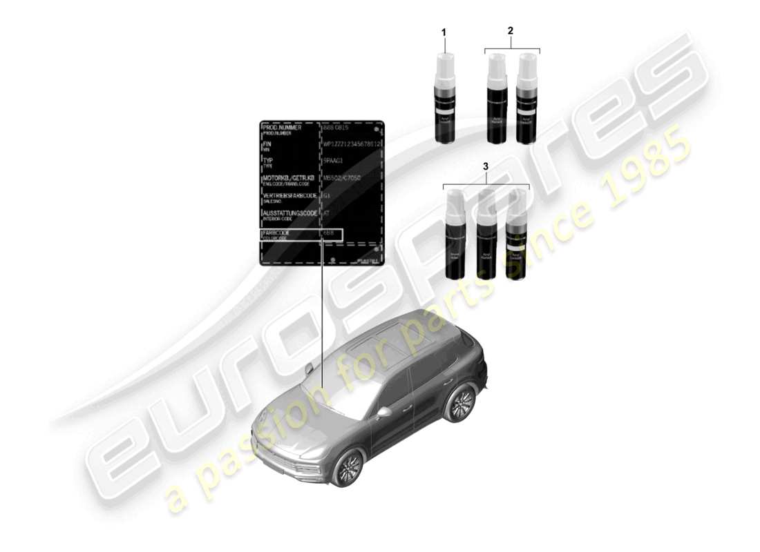 porsche 2026 (cayenne e3 pa) paint touch-up applicator paints part diagram