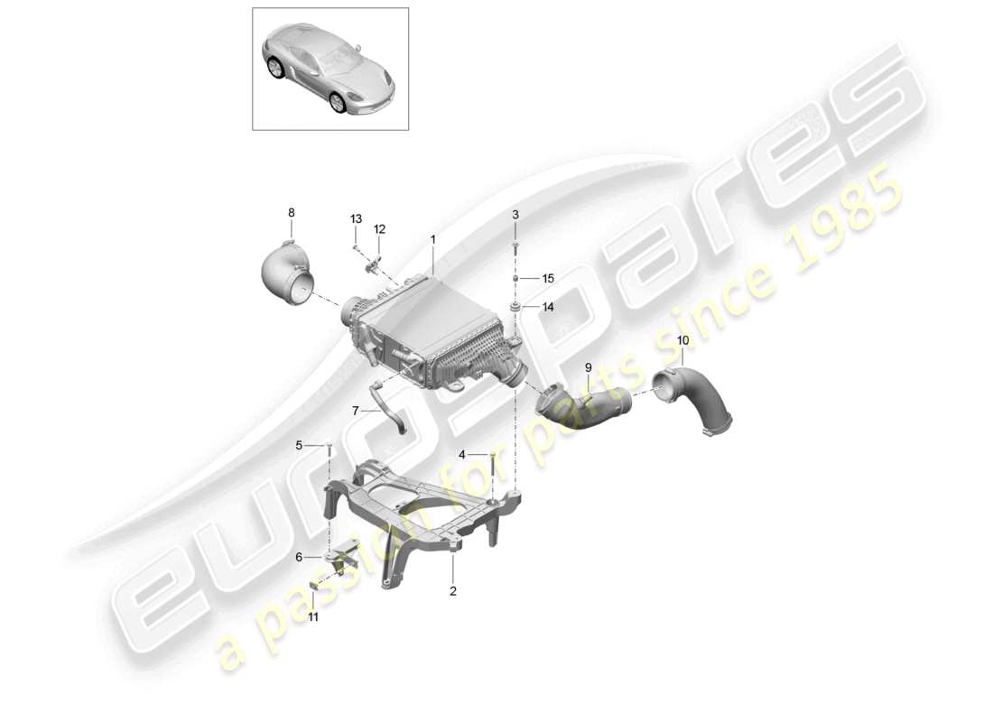 porsche 2024 (718 cayman) charge air cooler part diagram