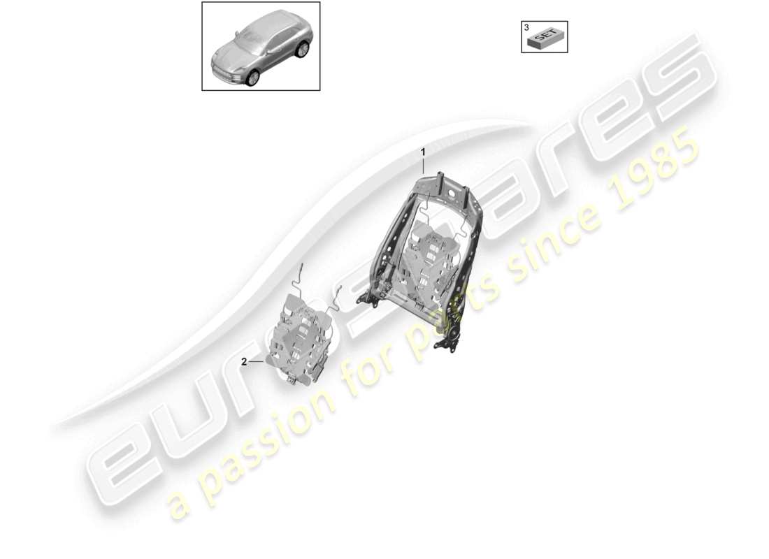 porsche 2023 (macan) backrest frame accessories sundry sports seat part diagram