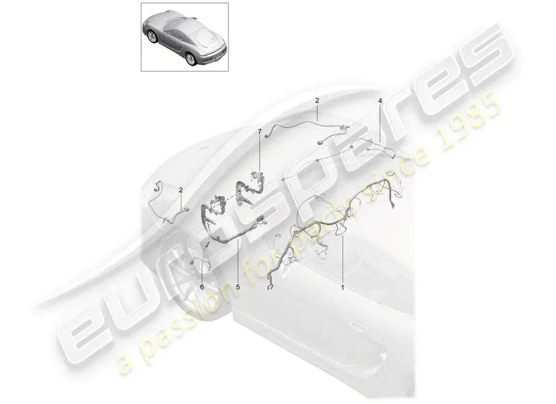 porsche 2016 (981 cayman) wiring harnesses parts diagram