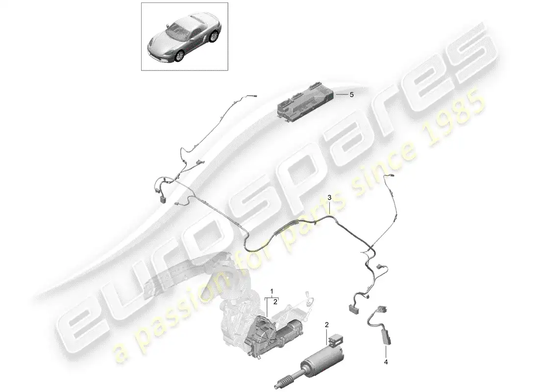 porsche 2018 (718 boxster) top stowage box parts diagram