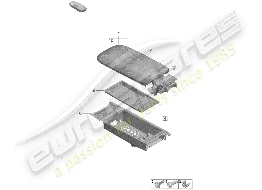 porsche 2020 (992-1) center console parts diagram