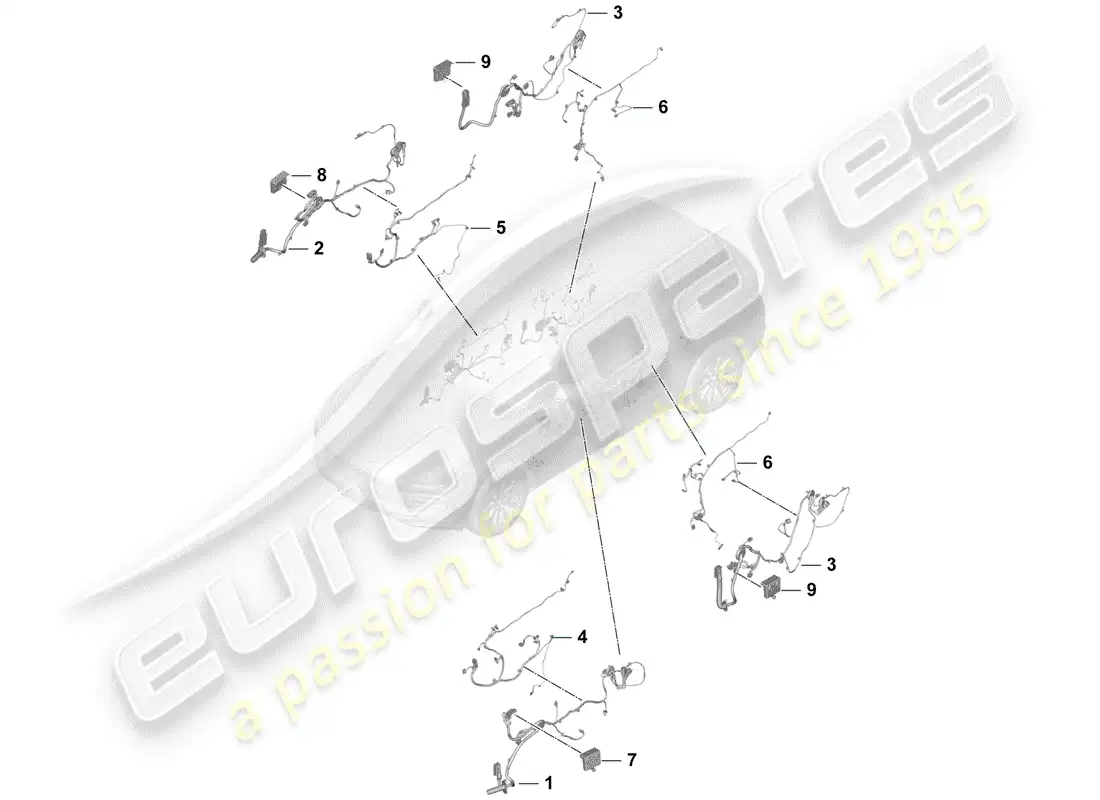 porsche 2019 (cayenne e3 9ya/9yb) wiring harnesses parts diagram