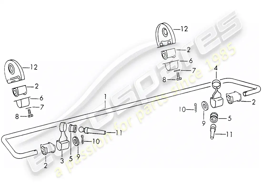 porsche 1973 (911) stabilizer - rear axle parts diagram