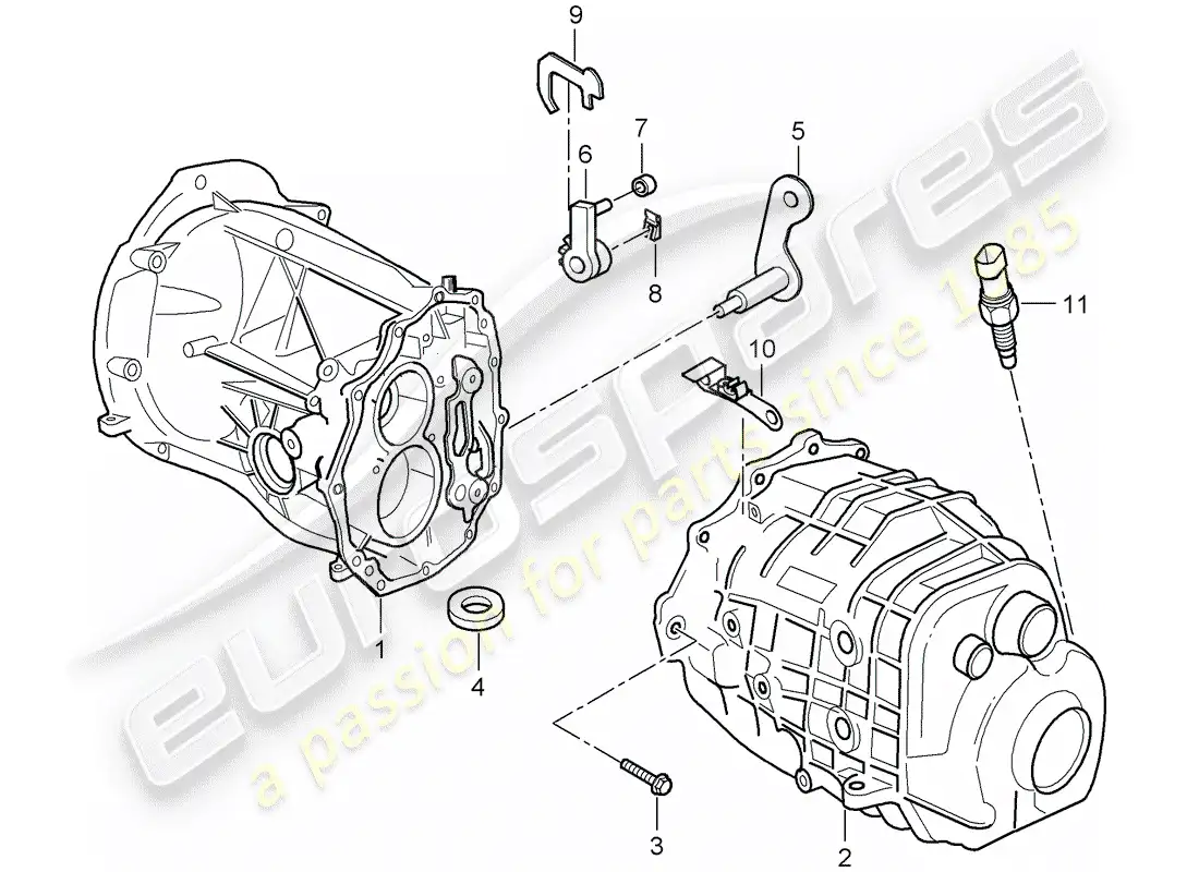 porsche 1998 (986 boxster) transmission case - transmission cover parts diagram