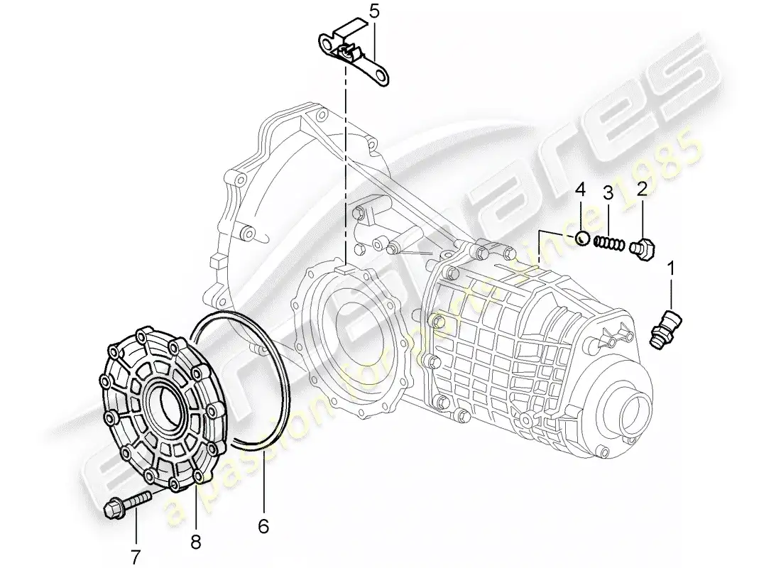 porsche 1998 (986 boxster) transmission - single parts - d - mj 2000>> parts diagram