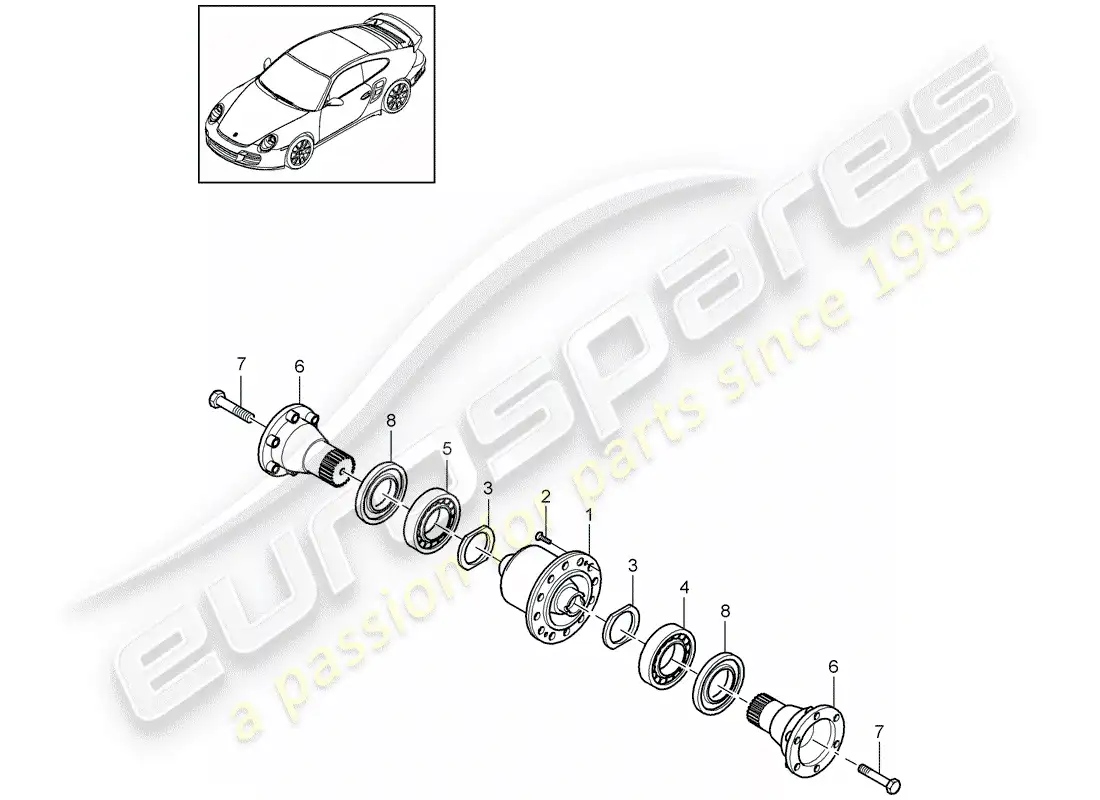 porsche 2012 (997-2 turbo / gt2 rs) limited slip differential parts diagram