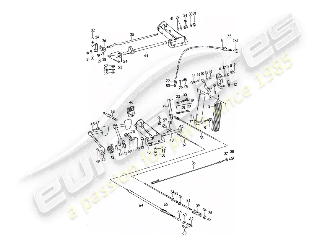 porsche 1960 (356b/356c) pedals parts diagram