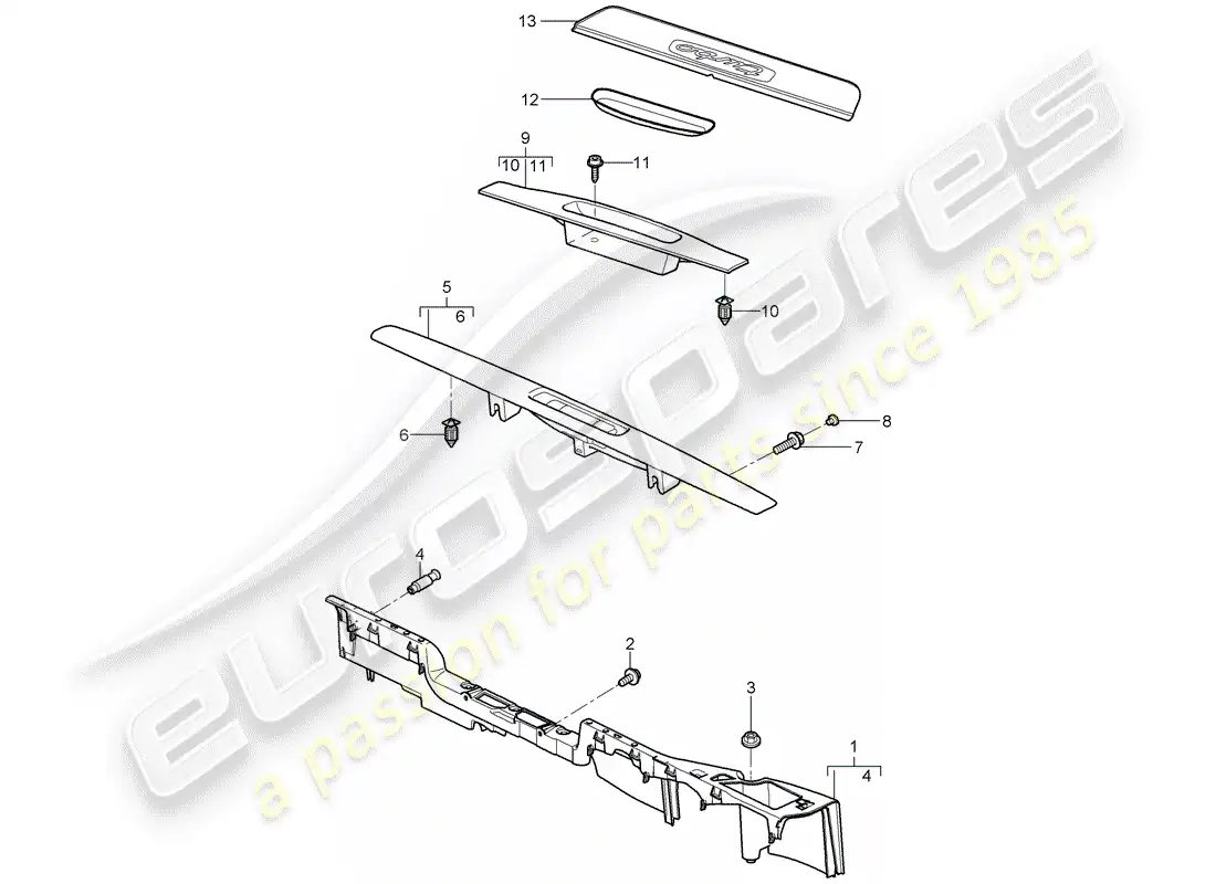 porsche 2012 (997-2 turbo / gt2 rs) lining part diagram