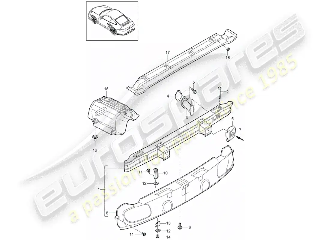 porsche 2013 (997-2 turbo / gt2 rs) bumper parts diagram