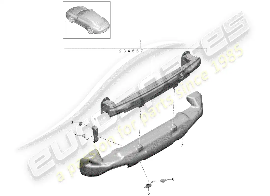 porsche 2014 (991-1) bumper bracket parts diagram