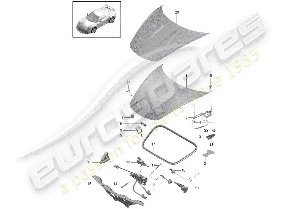 porsche 2018 (991-2 r/gt3/rs) cover parts diagram