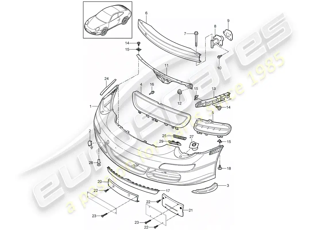 porsche 2010 (997-2) bumper parts diagram
