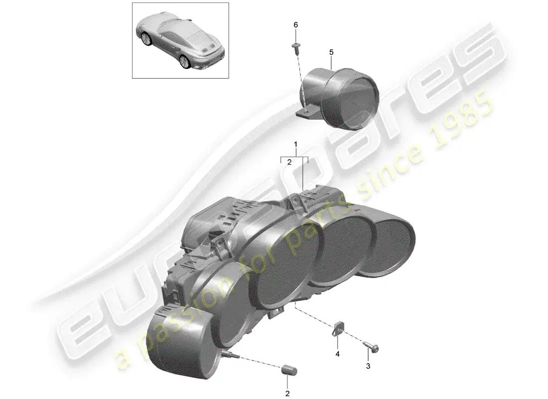 porsche 2020 (991-2 turbo) instrument cluster parts diagram