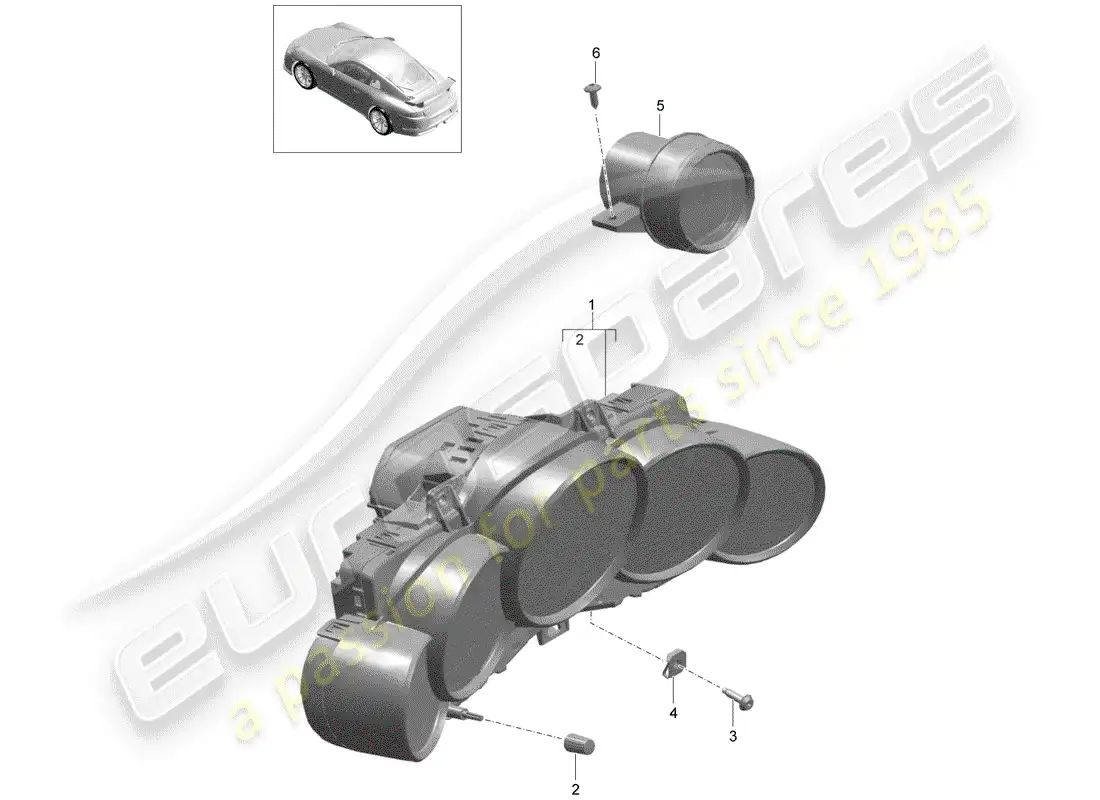 porsche 2016 (991-1 r/gt3/rs) instrument cluster parts diagram