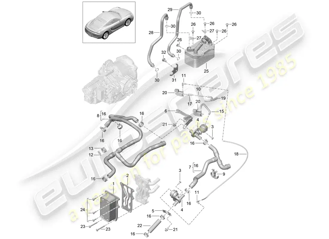 porsche 2015 (981 cayman) - pdk - parts diagram
