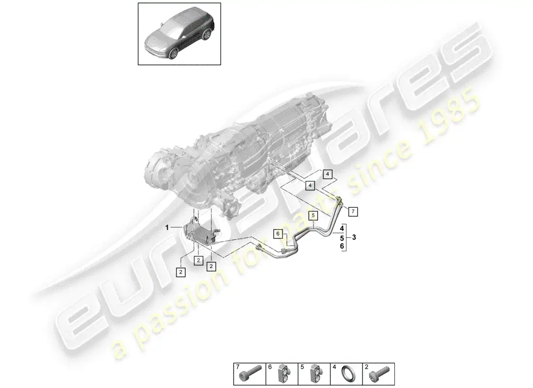 porsche 2020 (cayenne e3 9ya/9yb) 8-speed automatic gearbox parts diagram