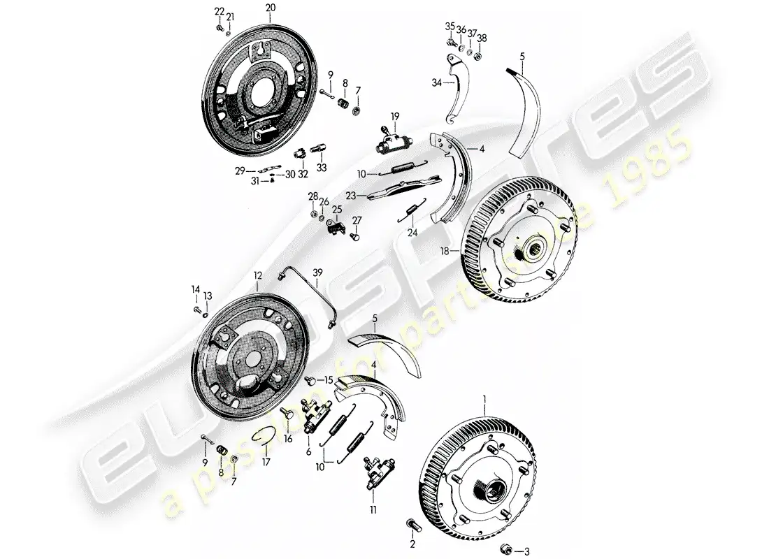 porsche 1960 (356b/356c) brake parts diagram