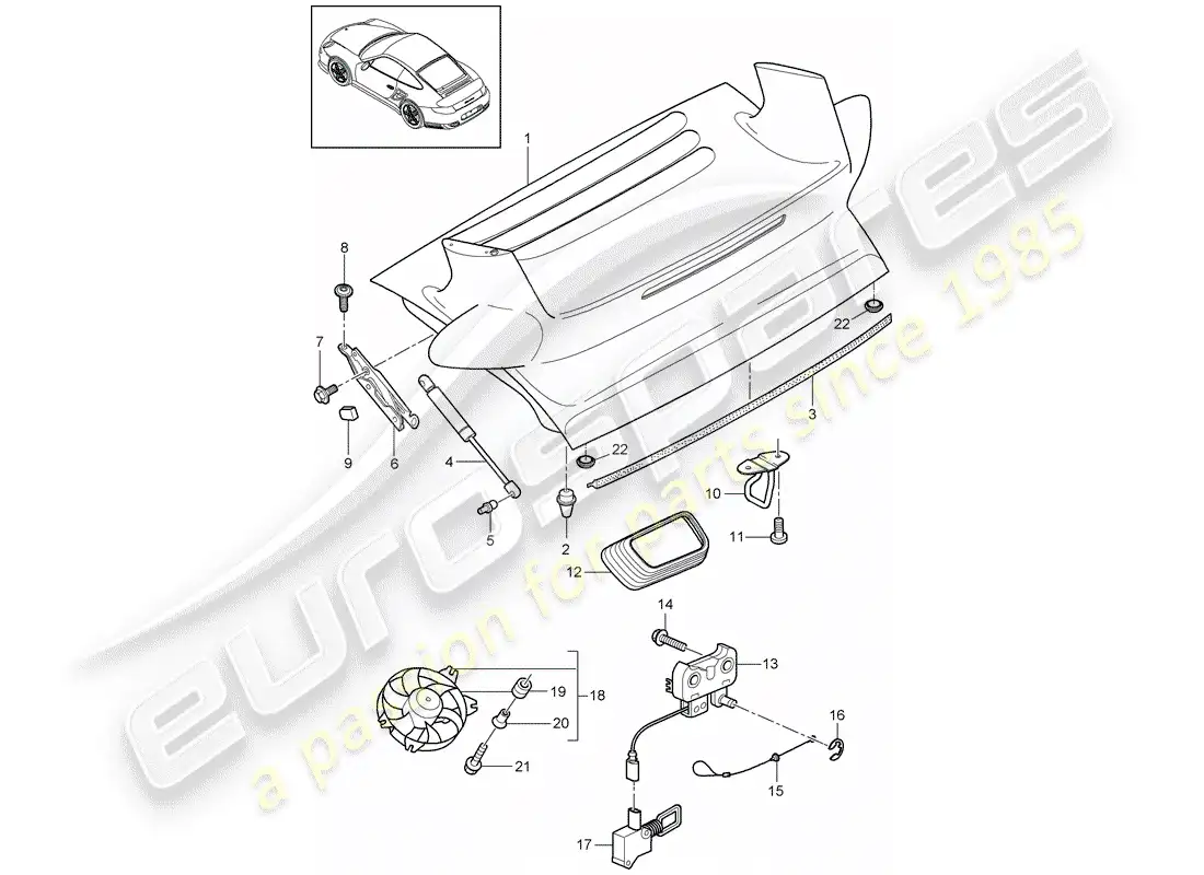 porsche 2012 (997-2 turbo / gt2 rs) cover part diagram