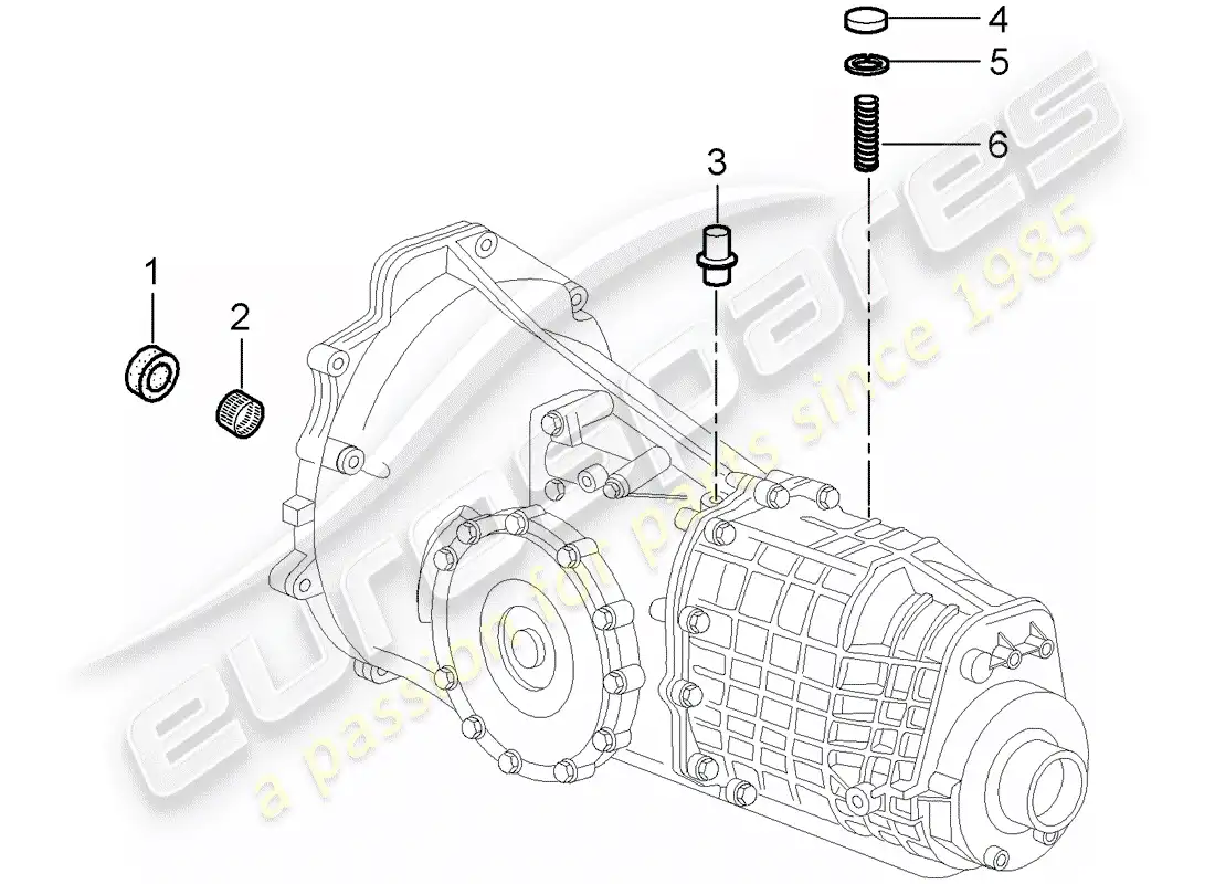 porsche 1998 (986 boxster) transmission - single parts - d - mj 2000>> parts diagram