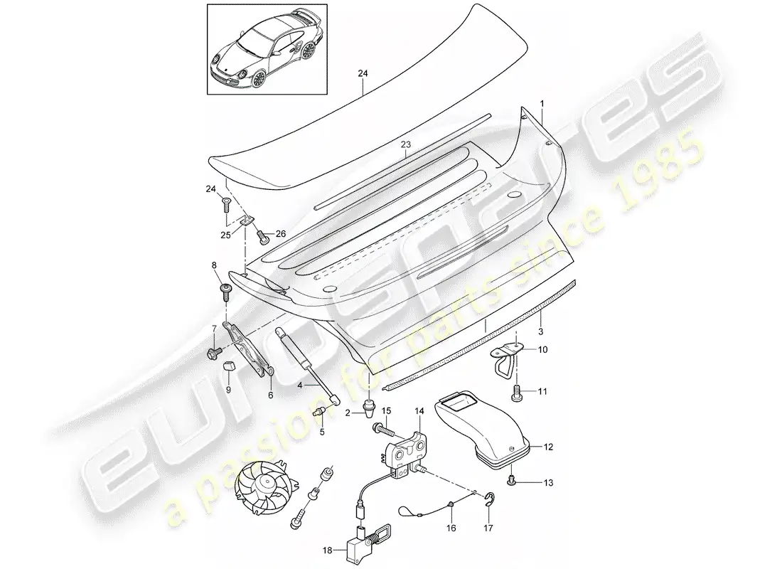 porsche 2012 (997-2 turbo / gt2 rs) cover part diagram
